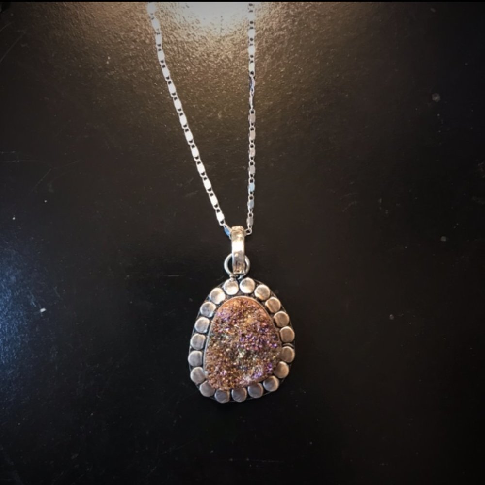 Rainbow Titanium Aura Druzy Necklace